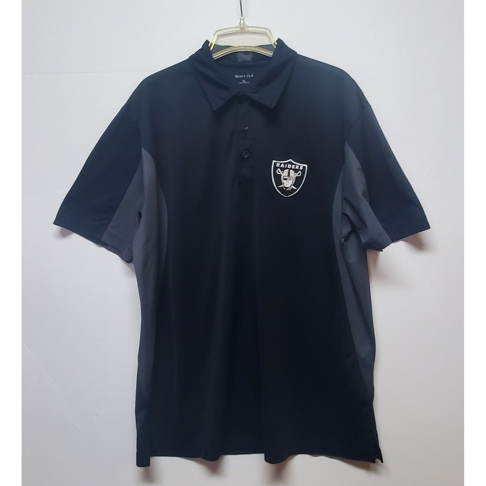 Oakland Raiders Black Team Logo Collared Dri-Fit Polo Shirt Mens‎ XL